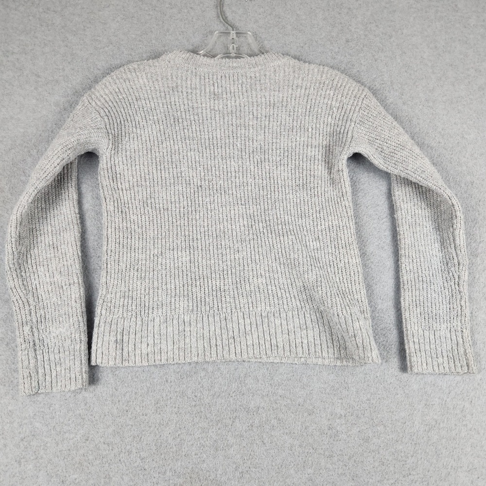 SO Sweater Girls L 10/12 Gray Shimmer Ribbed Knit Long Sleeve Crew Neck Pullover - Picture 3 of 8